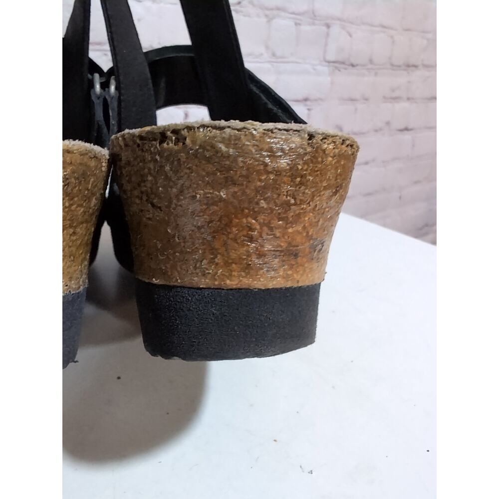 Papillio Birkenstock Linda Platform Wedge 8-8.5 Sandal Black Patent Suede Boho - Picture 11 of 12